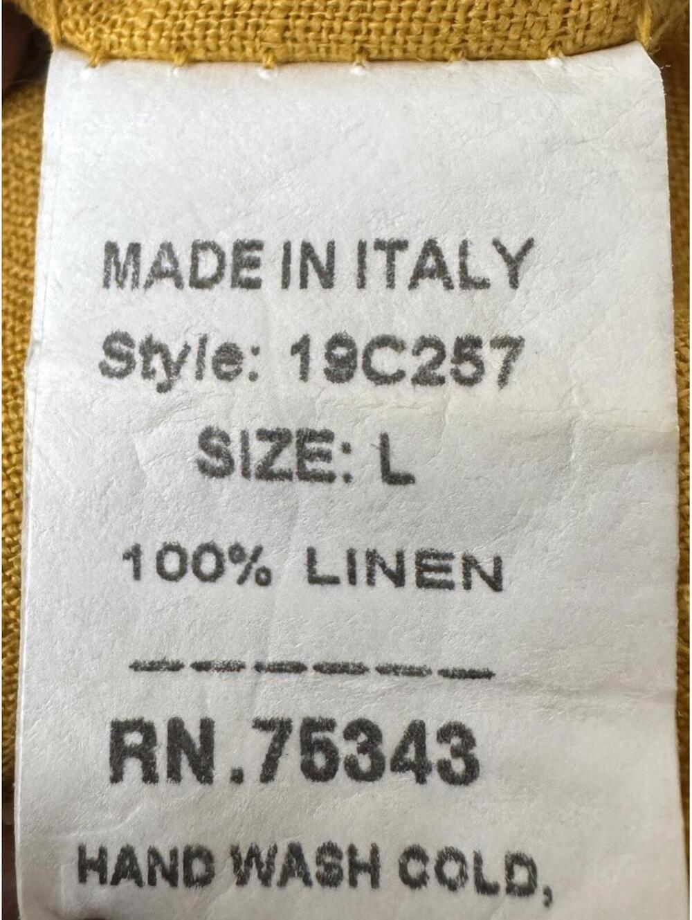 Francesca Bettini Top Women’s Large Linen Mustard Boxy Pockets Italy Lagenlook - Picture 3 of 7